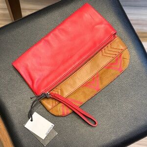 Nixon Vibrant Red and Tan Clutch